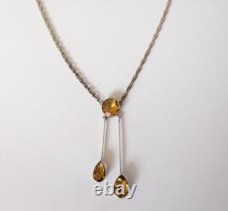 Antique Negligee Necklace Art Nouveau Solid Silver Citrine 1900