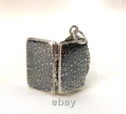 Antique Niello & Vermeil Silver Vinaigrette Pendant Perfume Salt Jewelry