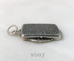 Antique Niello & Vermeil Silver Vinaigrette Pendant Perfume Salt Jewelry