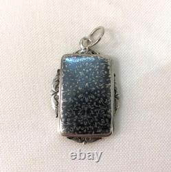 Antique Niello & Vermeil Silver Vinaigrette Pendant Perfume Salt Jewelry