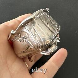 Antique Pair of Salt Shakers and Pepper Shakers in Solid Silver Art Nouveau 1900