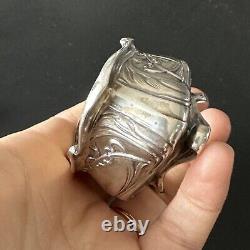 Antique Pair of Salt Shakers and Pepper Shakers in Solid Silver Art Nouveau 1900
