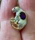 Antique Panther Brooch In Solid Silver With Gold Finish, Amethyst, And Blue Sapphire
