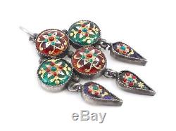 Antique Pendant In Sterling Silver And Enamels Bressans Xixeme