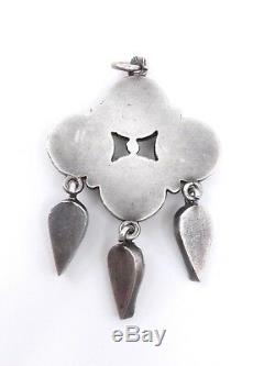 Antique Pendant In Sterling Silver And Enamels Bressans Xixeme