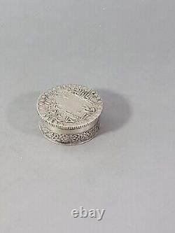 Antique Pill Box Islamic Art 19th Century Algeria Mahmoud II 1823 Solid Silver