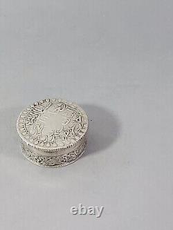 Antique Pill Box Islamic Art 19th Century Algeria Mahmoud II 1823 Solid Silver