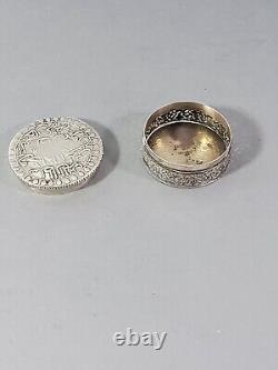 Antique Pill Box Islamic Art 19th Century Algeria Mahmoud II 1823 Solid Silver