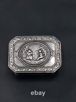 Antique Pillbox, Sterling Silver, Animated Decoration, Tétard-Frères, Minerva, 43.3 g