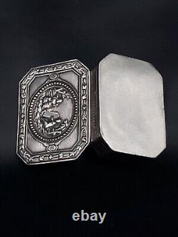 Antique Pillbox, Sterling Silver, Animated Decoration, Tétard-Frères, Minerva, 43.3 g