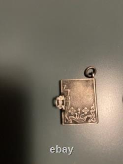 Antique Rare Solid Silver Miniature Book Locket Empty Photo Holder Very Good Condition