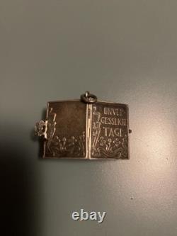 Antique Rare Solid Silver Miniature Book Locket Empty Photo Holder Very Good Condition