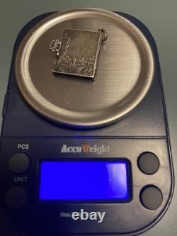 Antique Rare Solid Silver Miniature Book Locket Empty Photo Holder Very Good Condition