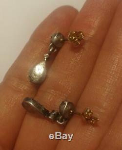 Antique Regional Earrings In Silver And Solid Gold And Rhinestones (19th)