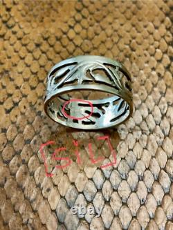 Antique Ring 1900 Solid Silver Fully Carved Wide