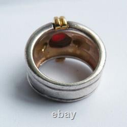 Antique Ring In Solid Argent + Red Stone Silver Ring Antique Jewel