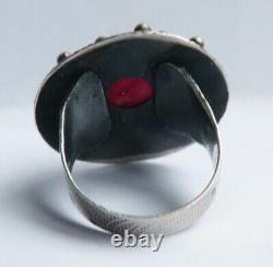 Antique Ring In Solid Argent + Rubis Silver Ring Antique Jewel
