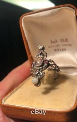 Antique Ring In Sterling Silver 800 And Opal Amethyst 1900
