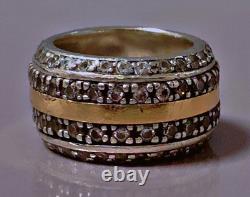 Antique Ring in STERLING SILVER and GOLD, stone paving, vintage jewelry