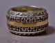 Antique Ring In Sterling Silver And Gold, Stone Paving, Vintage Jewelry
