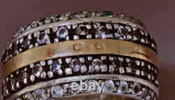 Antique Ring in STERLING SILVER and GOLD, stone paving, vintage jewelry