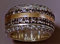 Antique Ring in STERLING SILVER and GOLD, stone paving, vintage jewelry