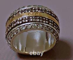 Antique Ring in STERLING SILVER and GOLD, stone paving, vintage jewelry