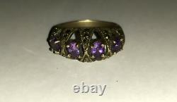 Antique Ring in Solid 925 Silver and Amethysts