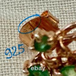 Antique Rose Gold Solid Silver Earrings with Colombian Emeralds