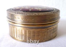Antique Round Box in Solid Silver, Vermeil, and Bressan Enamels