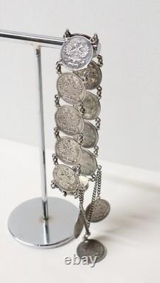 Antique Russian Silver Bracelet Kopek Alexander III 1880 19th Century