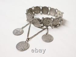 Antique Russian Silver Bracelet Kopek Alexander III 1880 19th Century