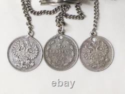 Antique Russian Silver Bracelet Kopek Alexander III 1880 19th Century