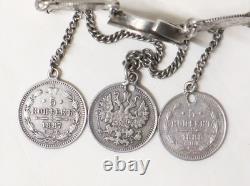 Antique Russian Silver Bracelet Kopek Alexander III 1880 19th Century