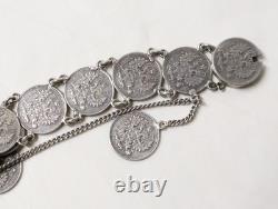 Antique Russian Silver Bracelet Kopek Alexander III 1880 19th Century