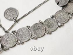 Antique Russian Silver Bracelet Kopek Alexander III 1880 19th Century
