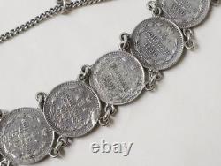 Antique Russian Silver Bracelet Kopek Alexander III 1880 19th Century