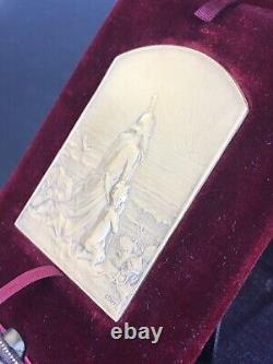 Antique SOLID SILVER MEDAL signed DUPRÉ 1902 Art Nouveau original box
