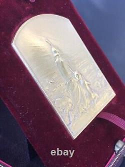 Antique SOLID SILVER MEDAL signed DUPRÉ 1902 Art Nouveau original box