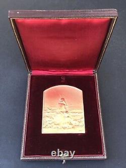 Antique SOLID SILVER MEDAL signed DUPRÉ 1902 Art Nouveau original box