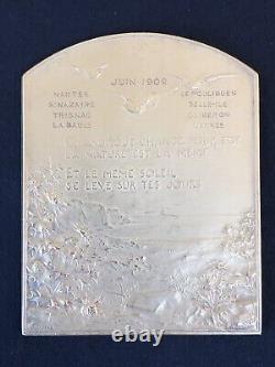 Antique SOLID SILVER MEDAL signed DUPRÉ 1902 Art Nouveau original box
