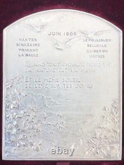 Antique SOLID SILVER MEDAL signed DUPRÉ 1902 Art Nouveau original box