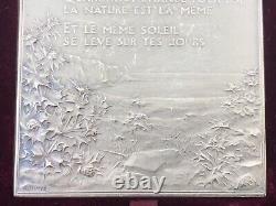 Antique SOLID SILVER MEDAL signed DUPRÉ 1902 Art Nouveau original box