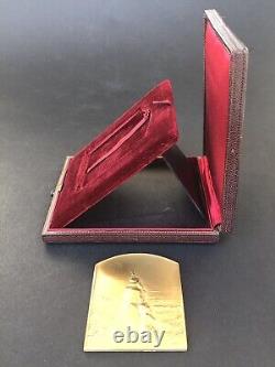 Antique SOLID SILVER MEDAL signed DUPRÉ 1902 Art Nouveau original box