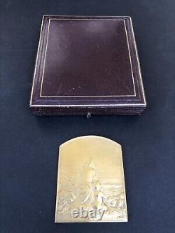 Antique SOLID SILVER MEDAL signed DUPRÉ 1902 Art Nouveau original box