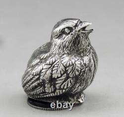 Antique Salt and Pepper Shakers in the Shape of a Bird in Solid Silver with Spanish Hallmark
