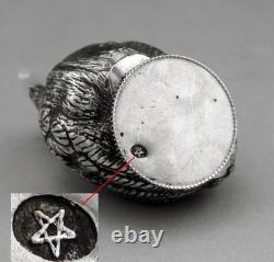 Antique Salt and Pepper Shakers in the Shape of a Bird in Solid Silver with Spanish Hallmark