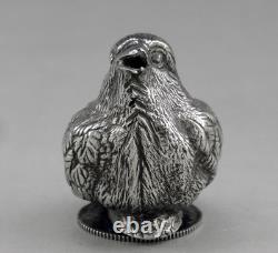 Antique Salt and Pepper Shakers in the Shape of a Bird in Solid Silver with Spanish Hallmark