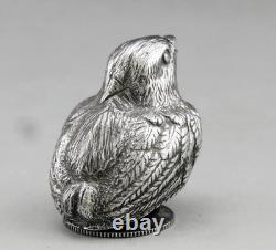 Antique Salt and Pepper Shakers in the Shape of a Bird in Solid Silver with Spanish Hallmark