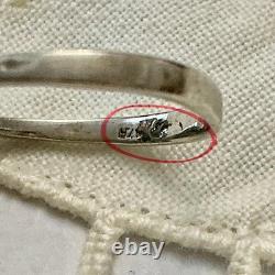 Antique Sapphire Ring, White Topaz Baguettes, Solid Silver Jewelry